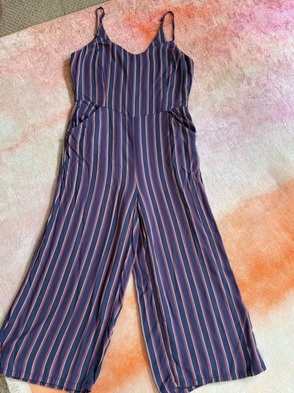 Striped Wide-Leg Cropped Jumpsuit